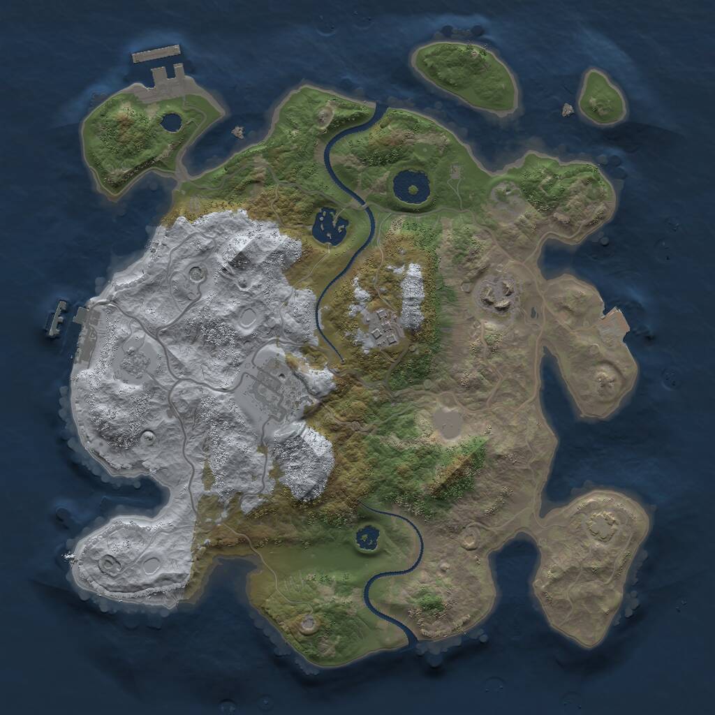 Rust Map: Procedural Map, Size: 3000, Seed: 47374, 10 Monuments
