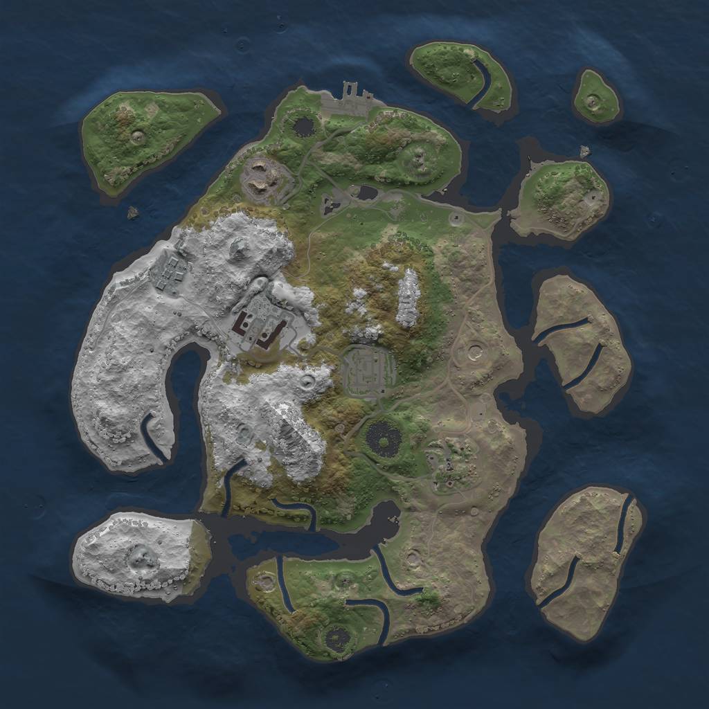 Rust Map: Procedural Map, Size: 3000, Seed: 47374, 9 Monuments