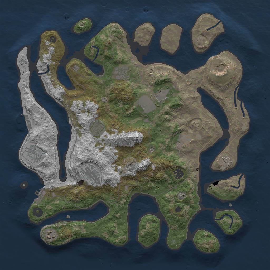 Rust Map: Procedural Map, Size: 4000, Seed: 734928, 15 Monuments