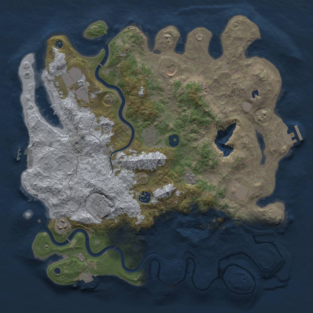 Rust Map: Procedural Map, Size: 4000, Seed: 734928, 14 Monuments