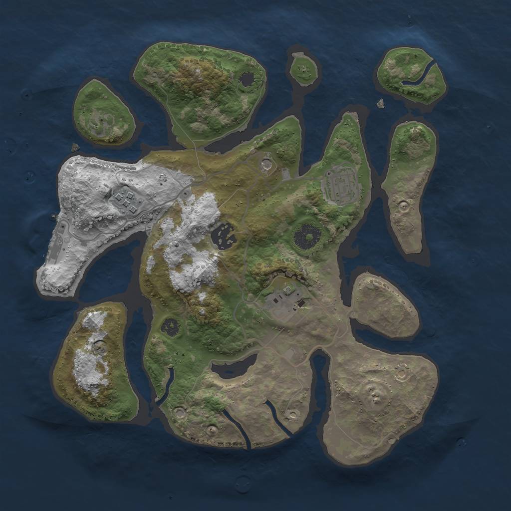 Rust Map: Procedural Map, Size: 3000, Seed: 1795545237, 8 Monuments