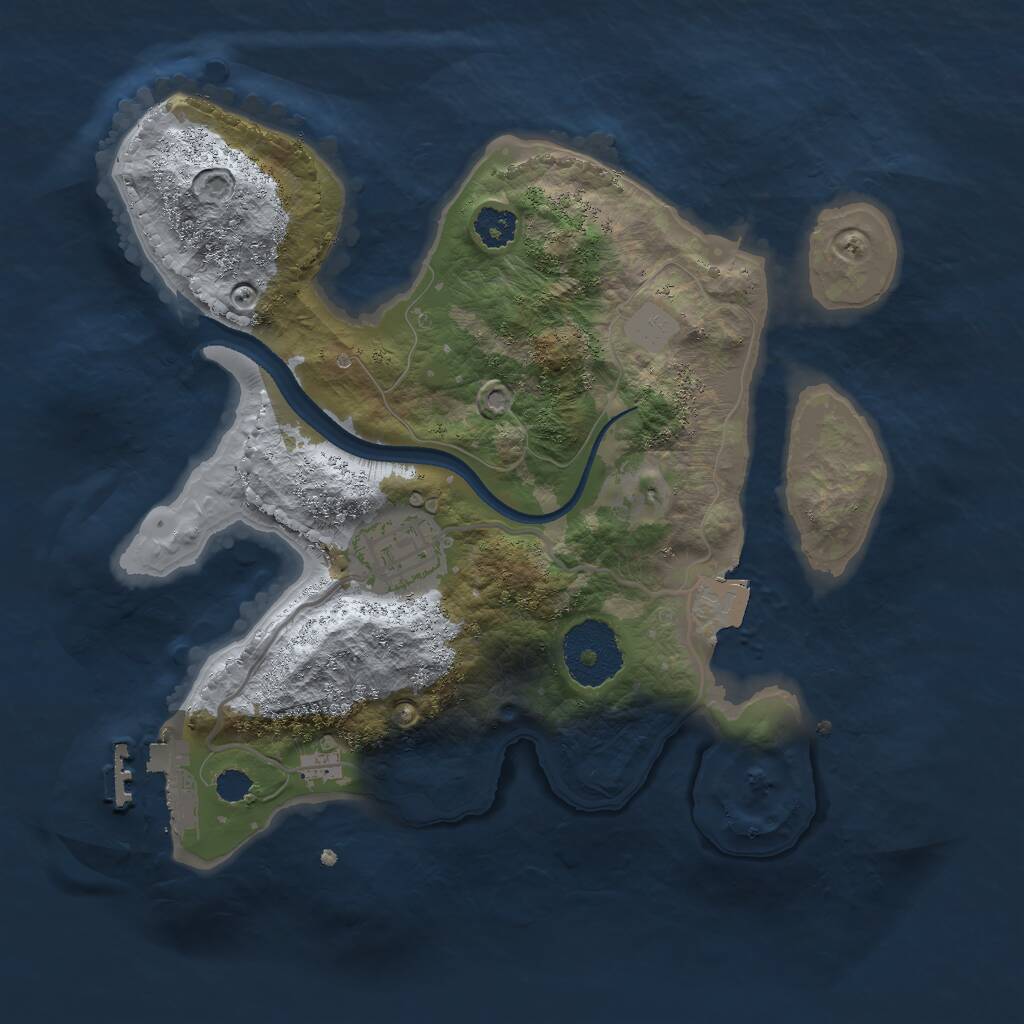 Rust Map: Procedural Map, Size: 2500, Seed: 24008, 3 Monuments