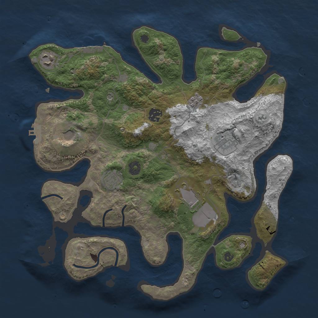 Rust Map: Procedural Map, Size: 3500, Seed: 274845, 12 Monuments