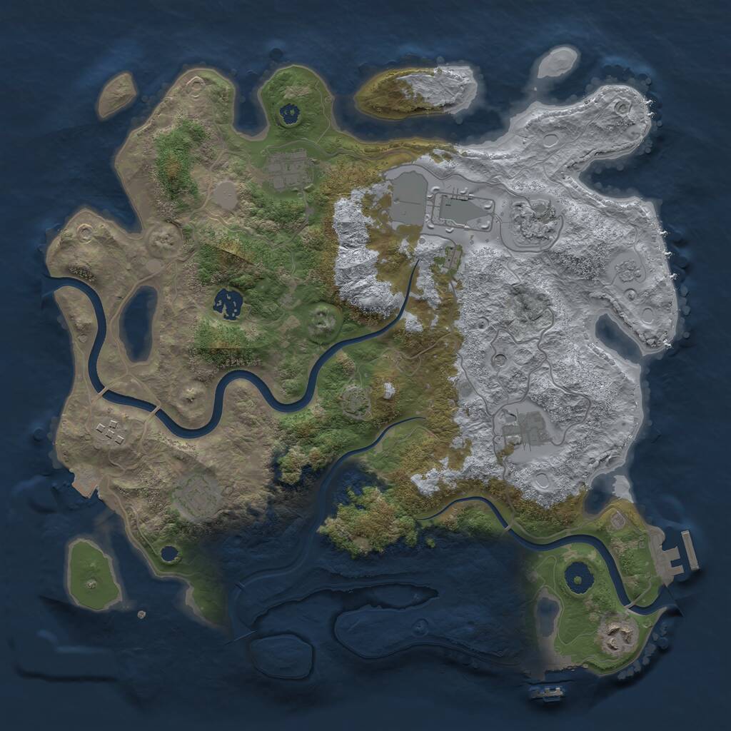 Rust Map: Procedural Map, Size: 3700, Seed: 31133, 14 Monuments