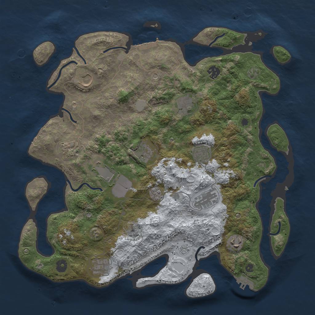 Rust Map: Procedural Map, Size: 3850, Seed: 1829380908, 20 Monuments