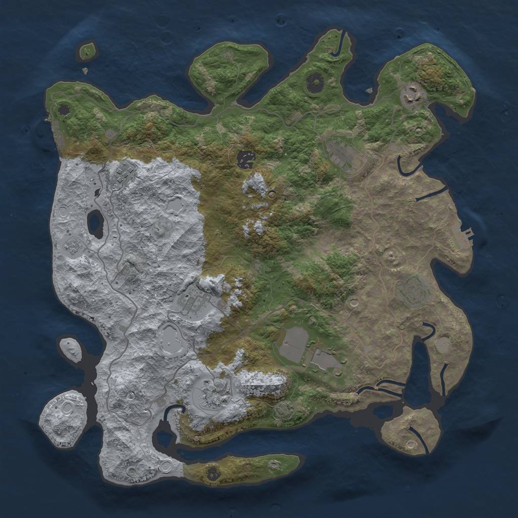 Rust Map: Procedural Map, Size: 4000, Seed: 64672, 16 Monuments