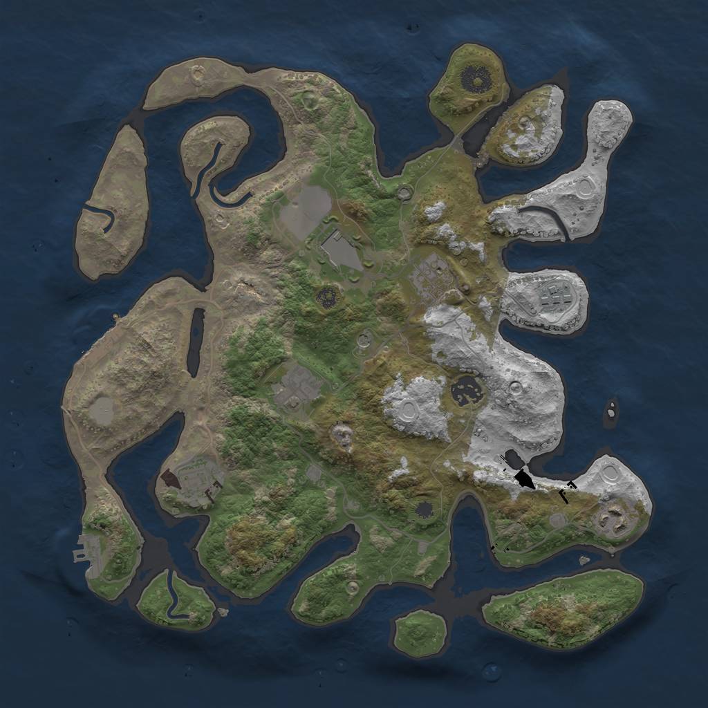 Rust Map: Procedural Map, Size: 3500, Seed: 75980766, 15 Monuments