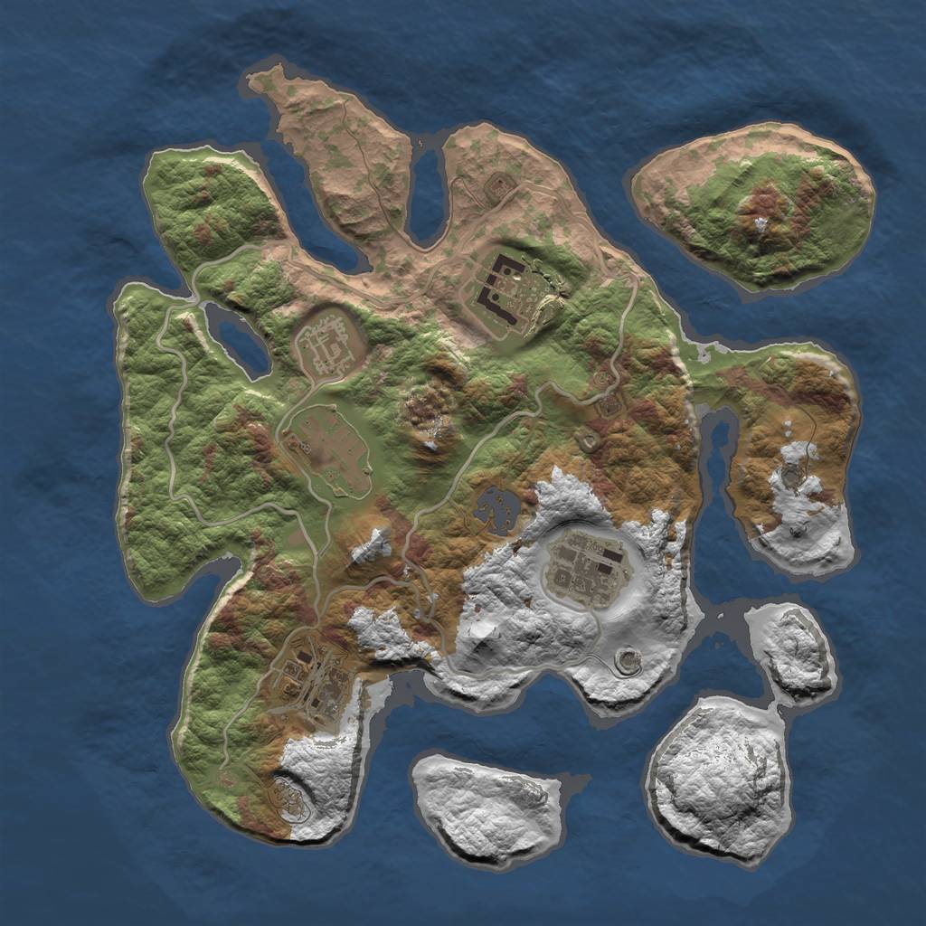 Rust Map: Barren, Size: 3000, Seed: 18032021, 10 Monuments