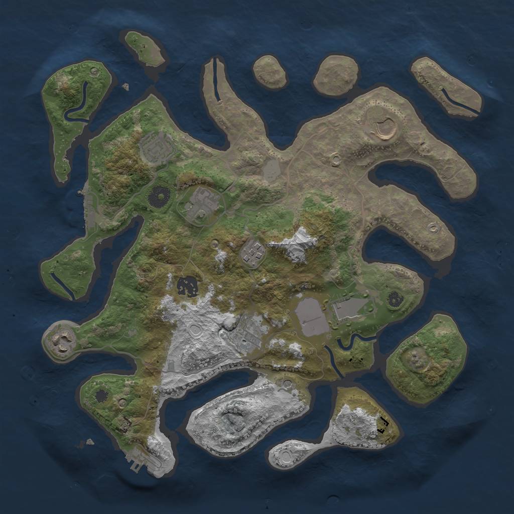 Rust Map: Procedural Map, Size: 3500, Seed: 10012, 16 Monuments