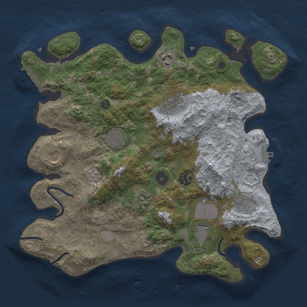 Rust Map: Procedural Map, Size: 3500, Seed: 745525050, 16 Monuments