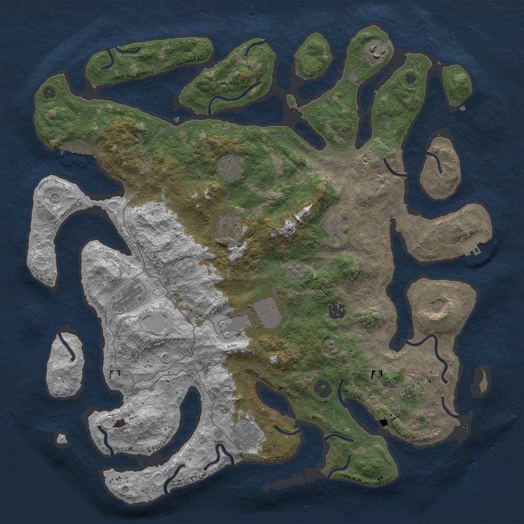 Rust Map: Procedural Map, Size: 4500, Seed: 10498, 22 Monuments