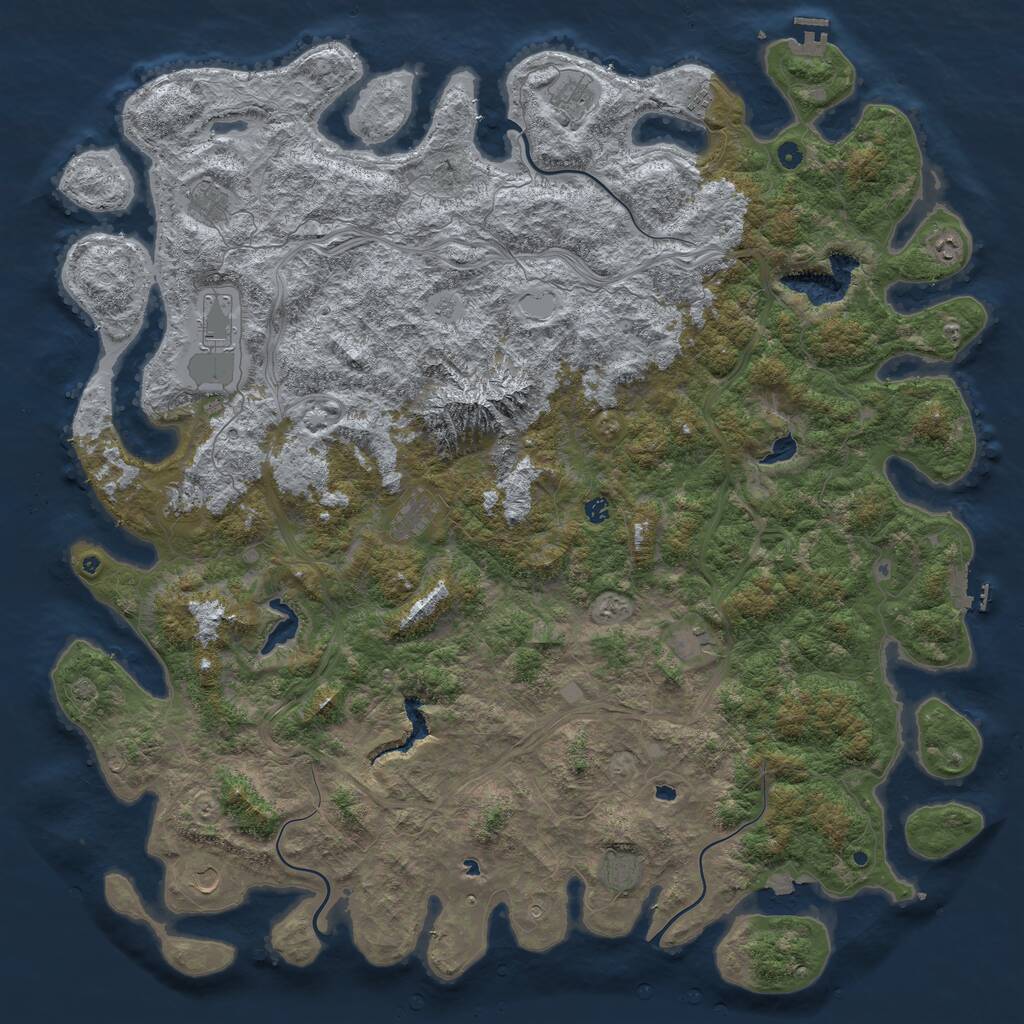 Rust Map: Procedural Map, Size: 6000, Seed: 87254380, 17 Monuments