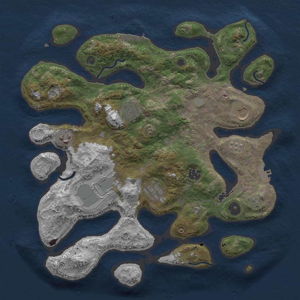 Rust Map: Procedural Map, Size: 3600, Seed: 48423943, 15 Monuments