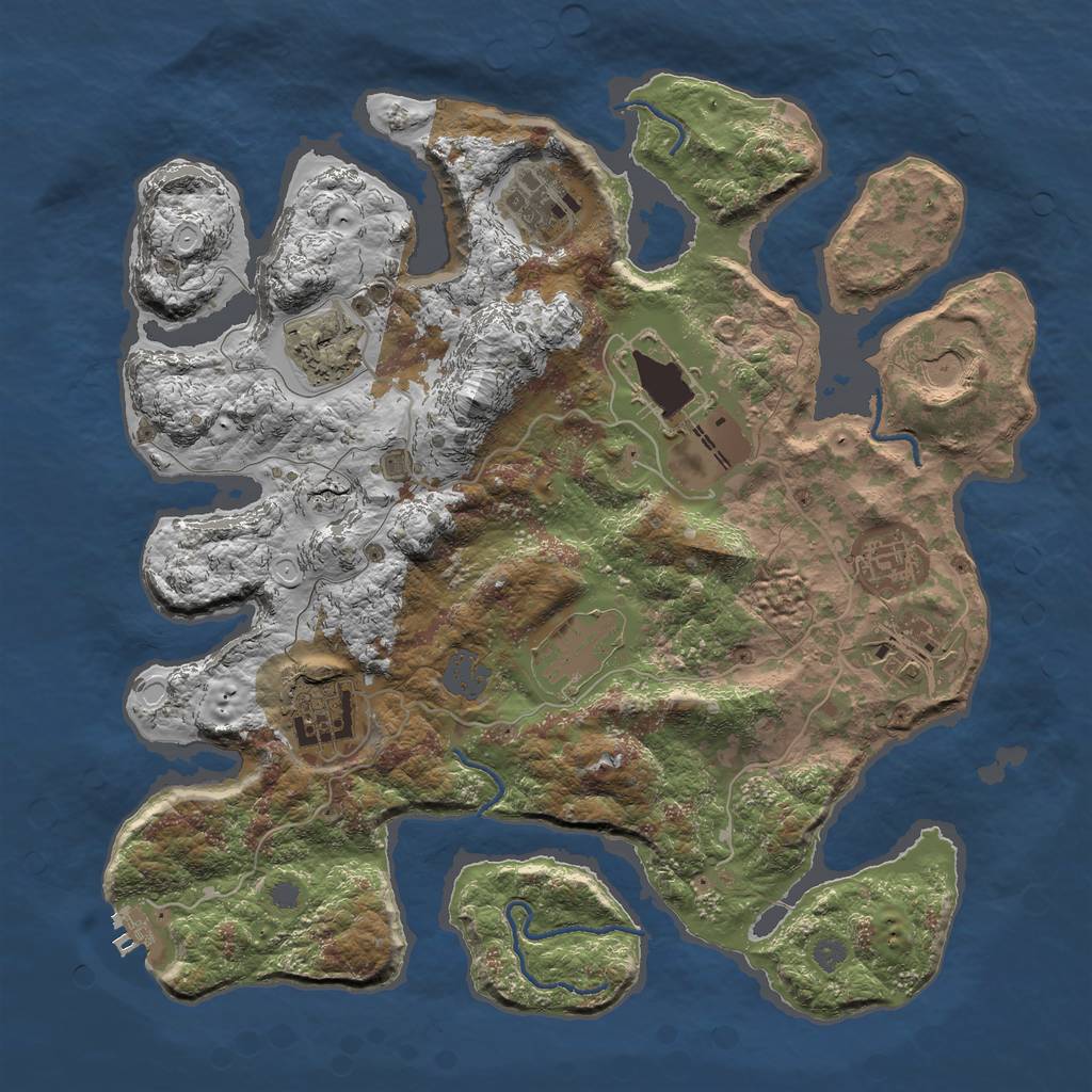 Rust Map: Procedural Map, Size: 3500, Seed: 38470179, 14 Monuments