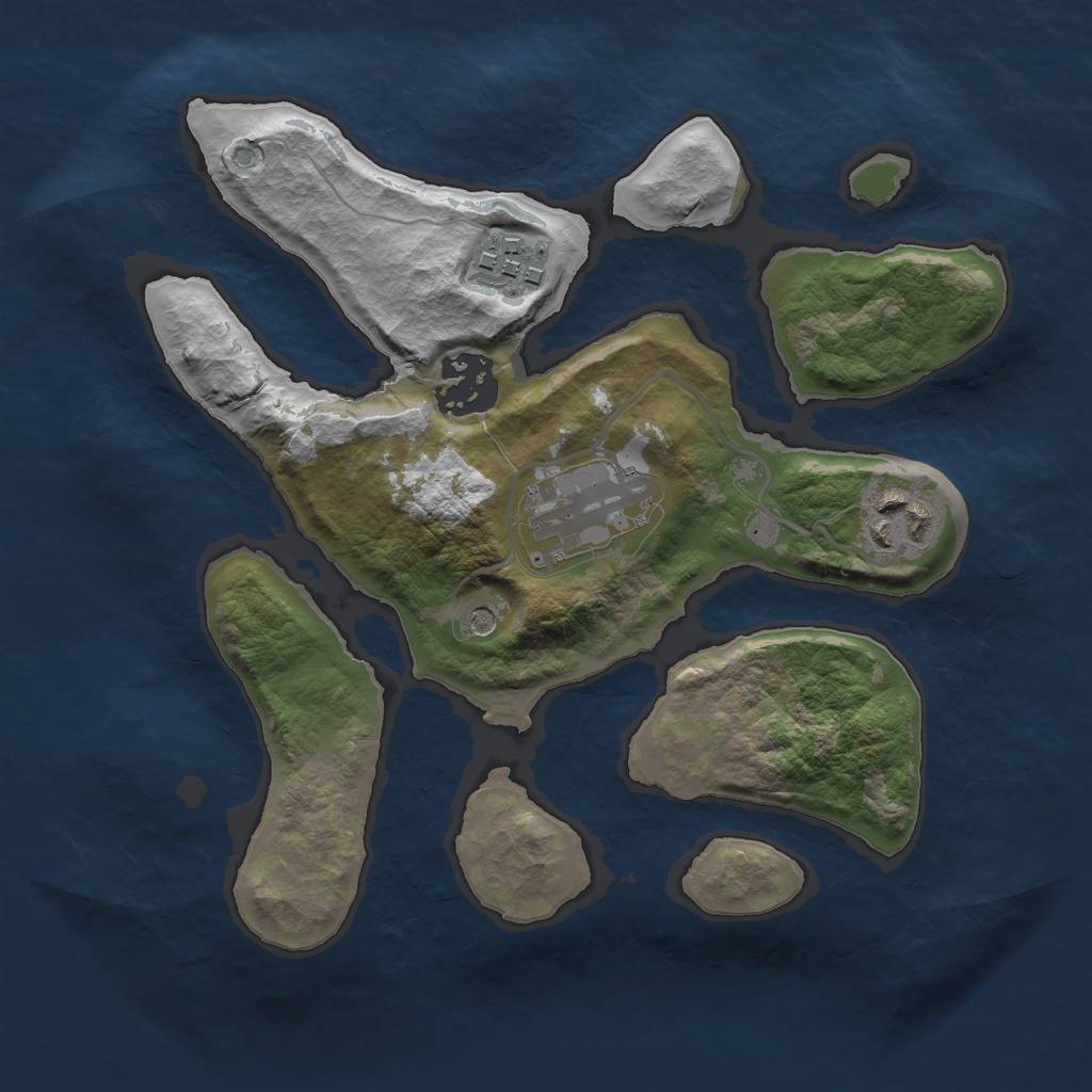 Rust Map: Barren, Size: 2511, Seed: 153863199, 7 Monuments