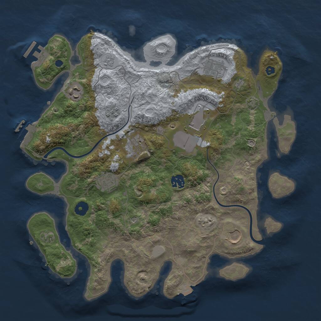 Rust Map: Procedural Map, Size: 3500, Seed: 174648939, 14 Monuments