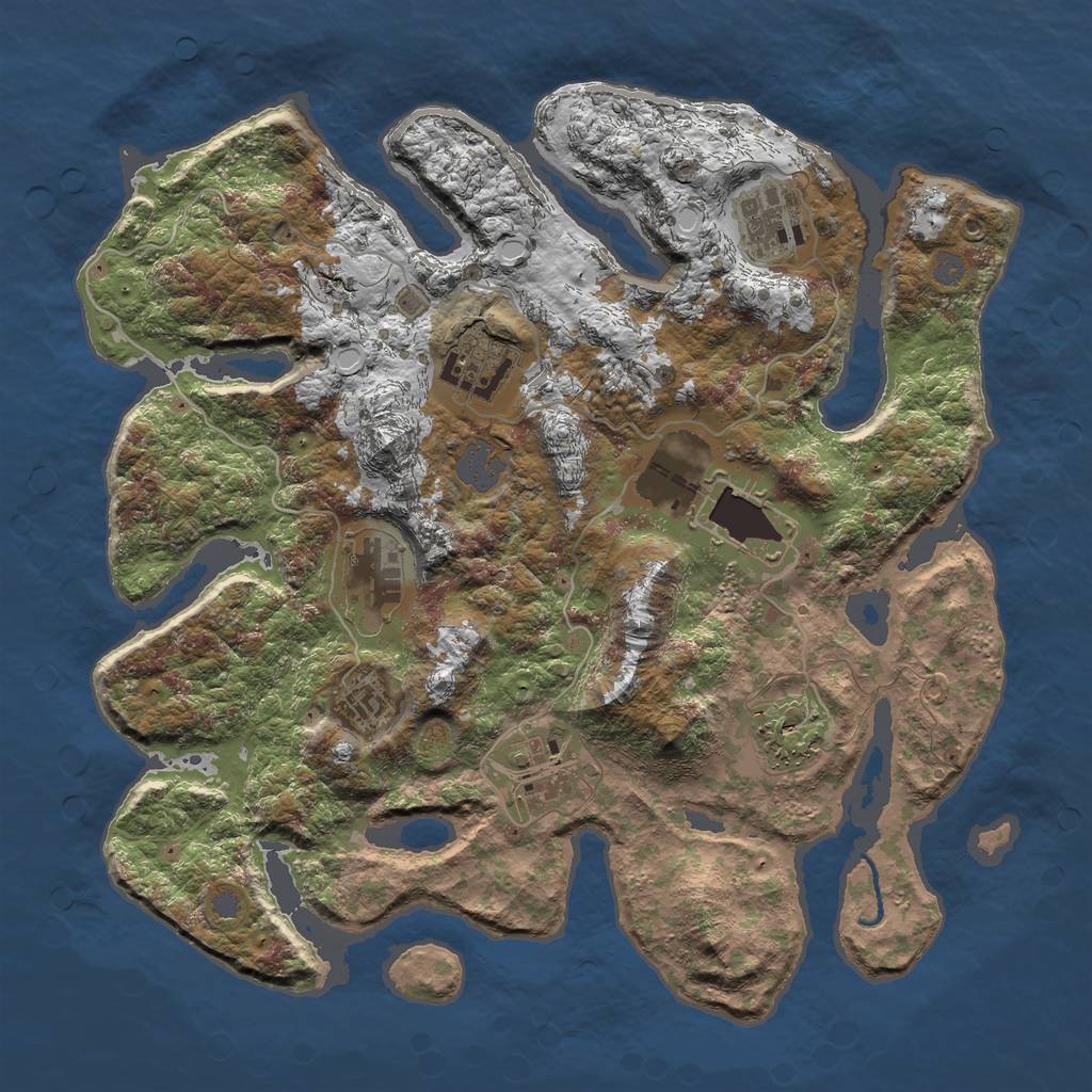 Rust Map: Procedural Map, Size: 3500, Seed: 174648939, 12 Monuments