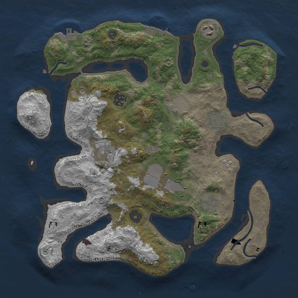 Rust Map: Procedural Map, Size: 3500, Seed: 9206318, 13 Monuments