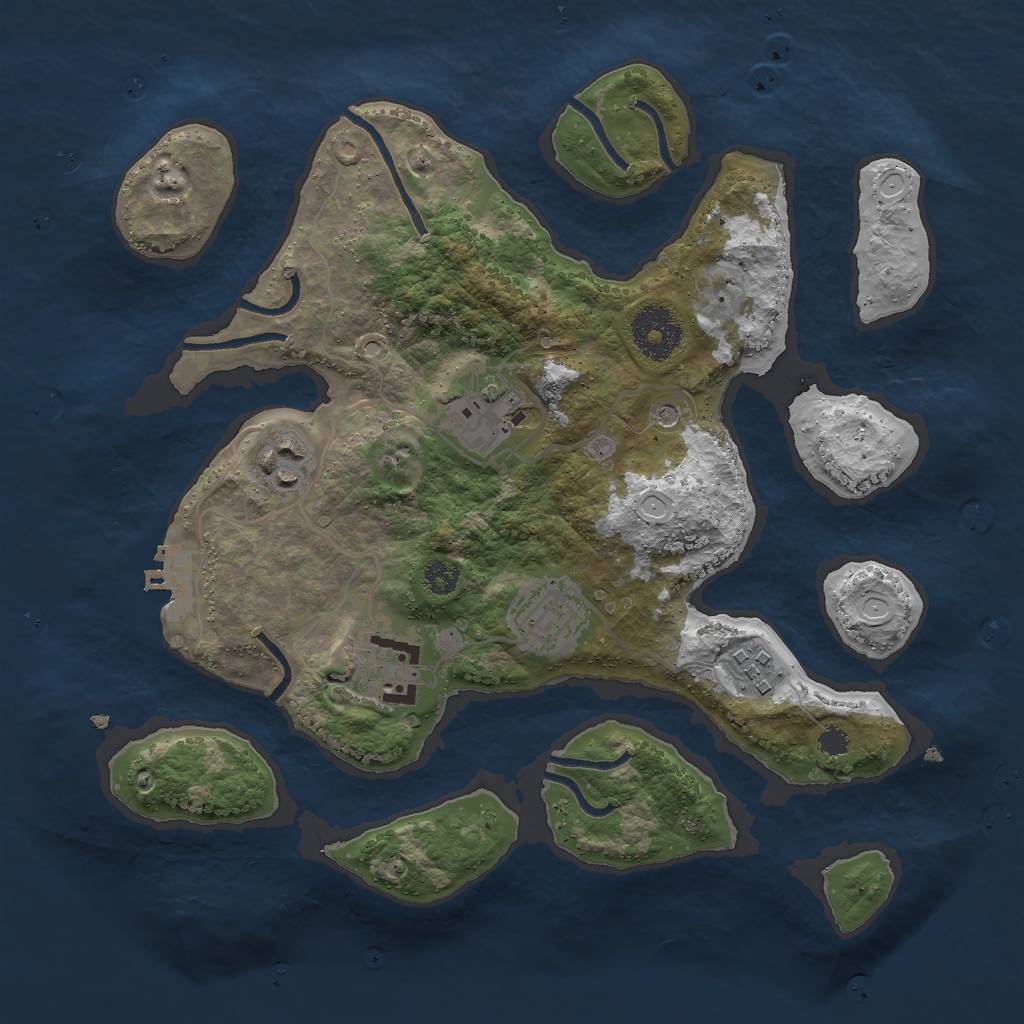 Rust Map: Procedural Map, Size: 3000, Seed: 5964, 12 Monuments