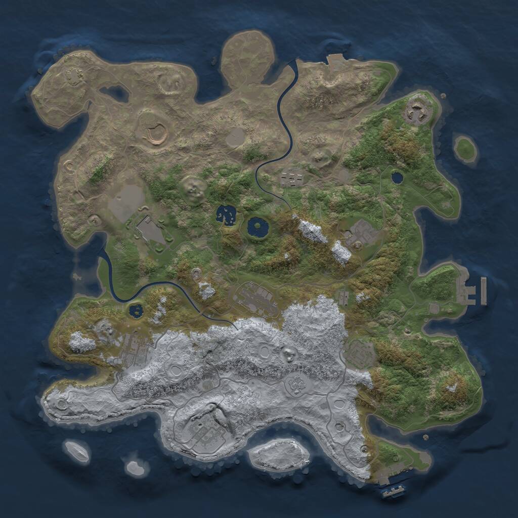Rust Map: Procedural Map, Size: 3700, Seed: 494783, 16 Monuments