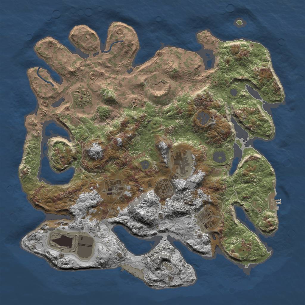 Rust Map: Procedural Map, Size: 3700, Seed: 494783, 14 Monuments