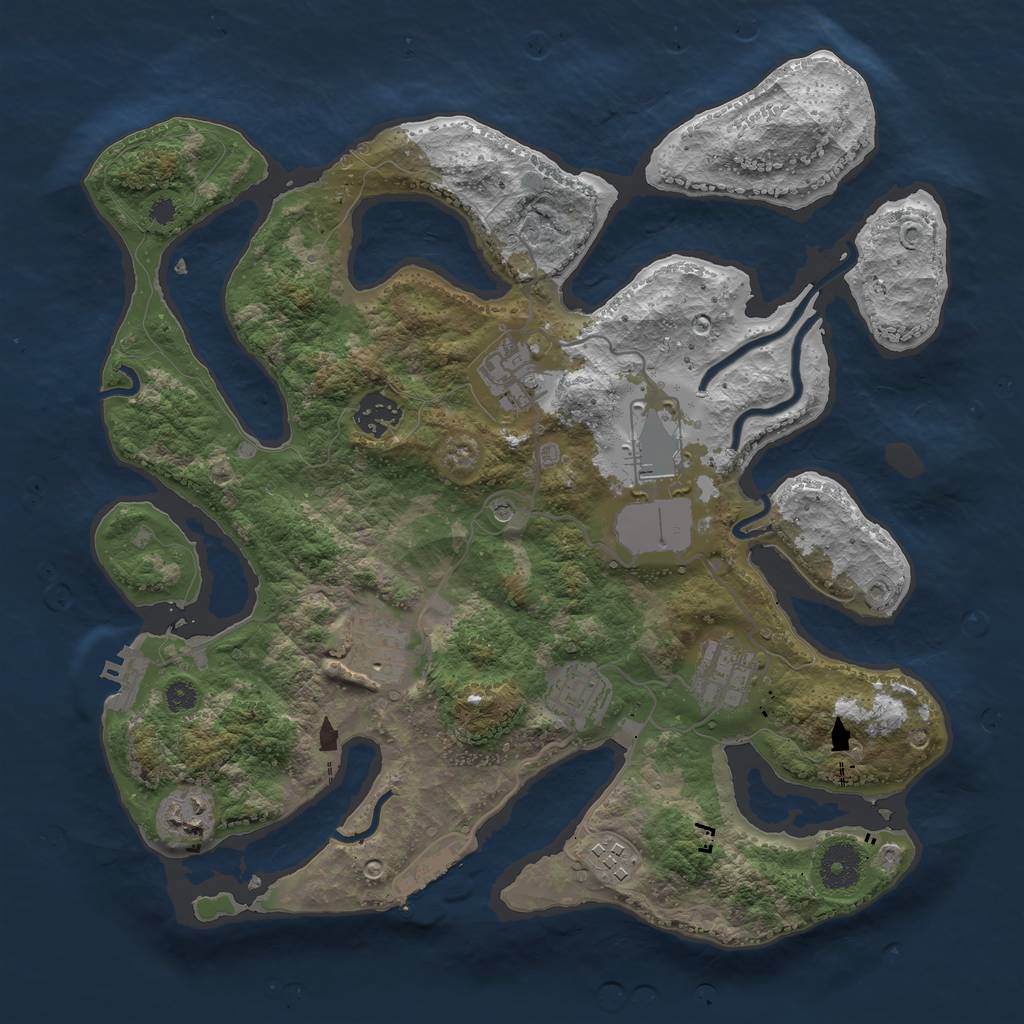 Rust Map: Procedural Map, Size: 3500, Seed: 98332434, 13 Monuments