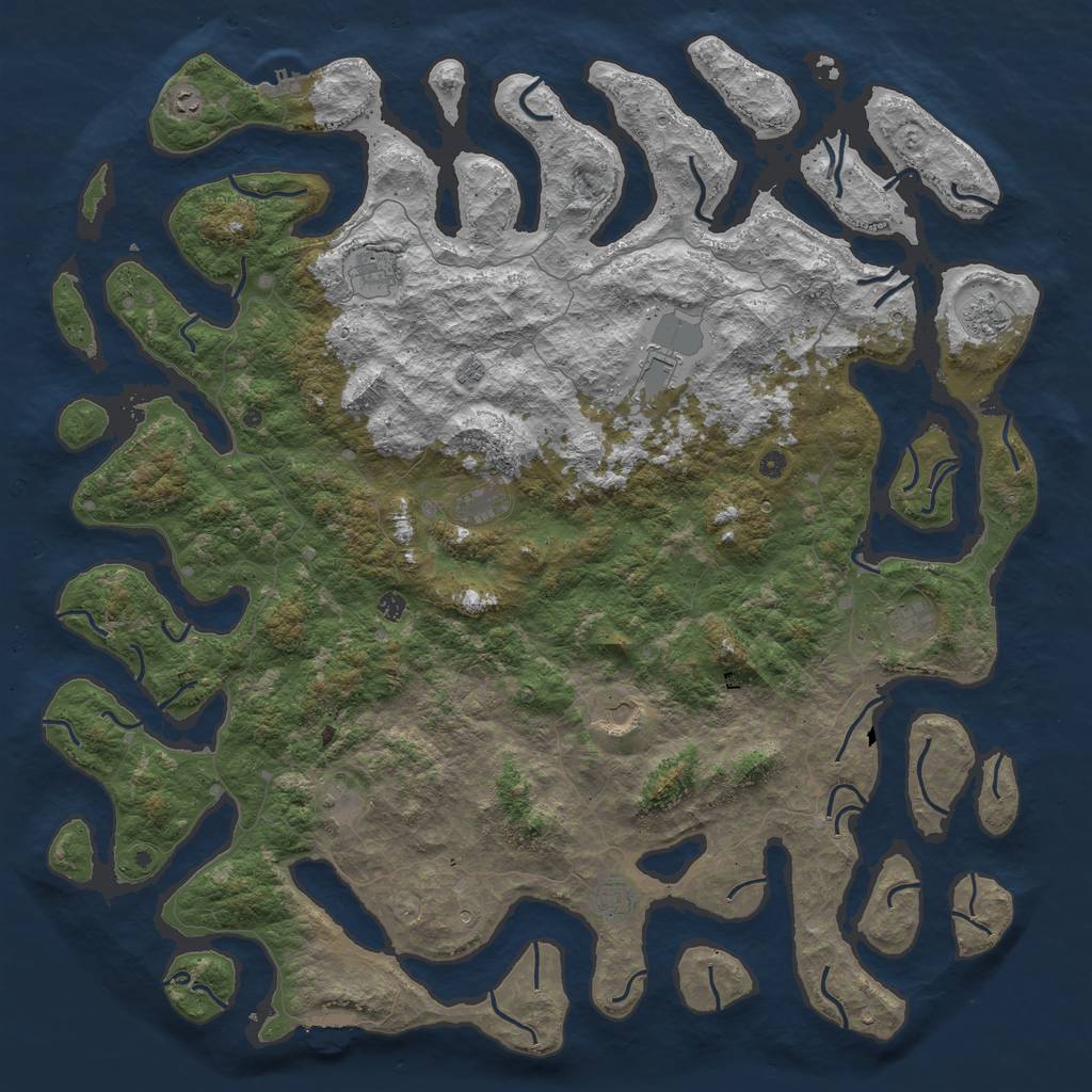 Rust Map: Procedural Map, Size: 6000, Seed: 4801, 16 Monuments