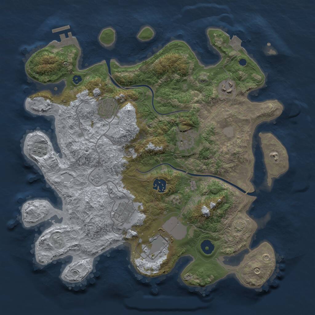 Rust Map: Procedural Map, Size: 3500, Seed: 78999168, 12 Monuments