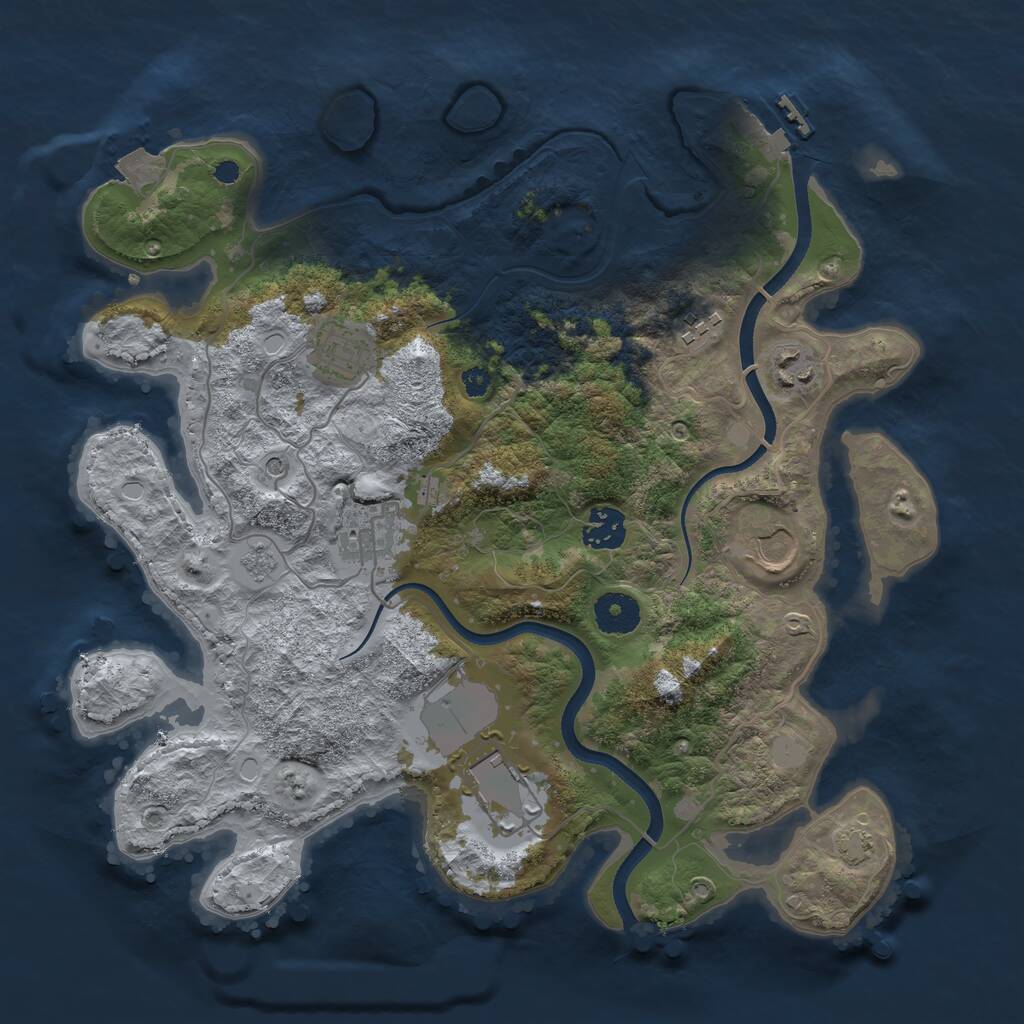 Rust Map: Procedural Map, Size: 3500, Seed: 78999168, 12 Monuments