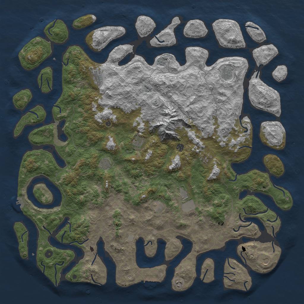 Rust Map: Procedural Map, Size: 6000, Seed: 76298654, 19 Monuments