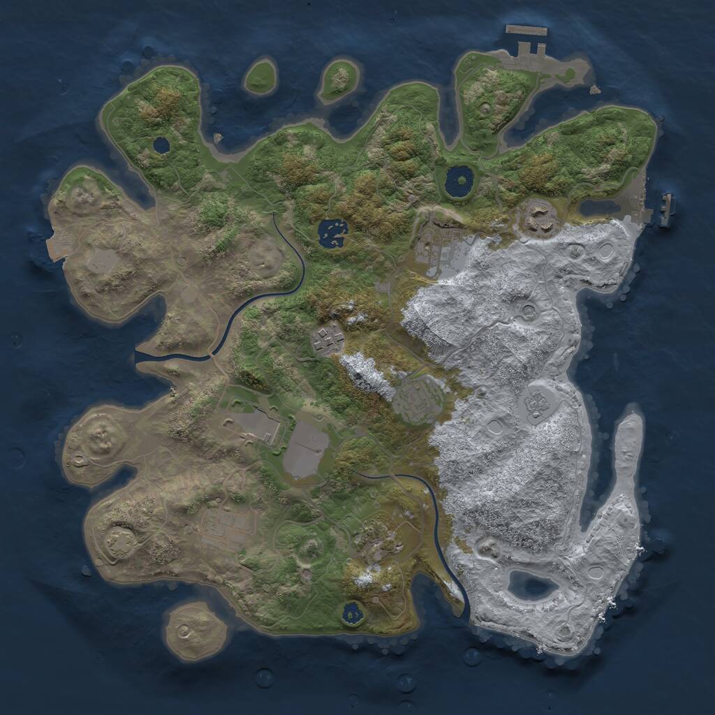 Rust Map: Procedural Map, Size: 3500, Seed: 6421591, 14 Monuments