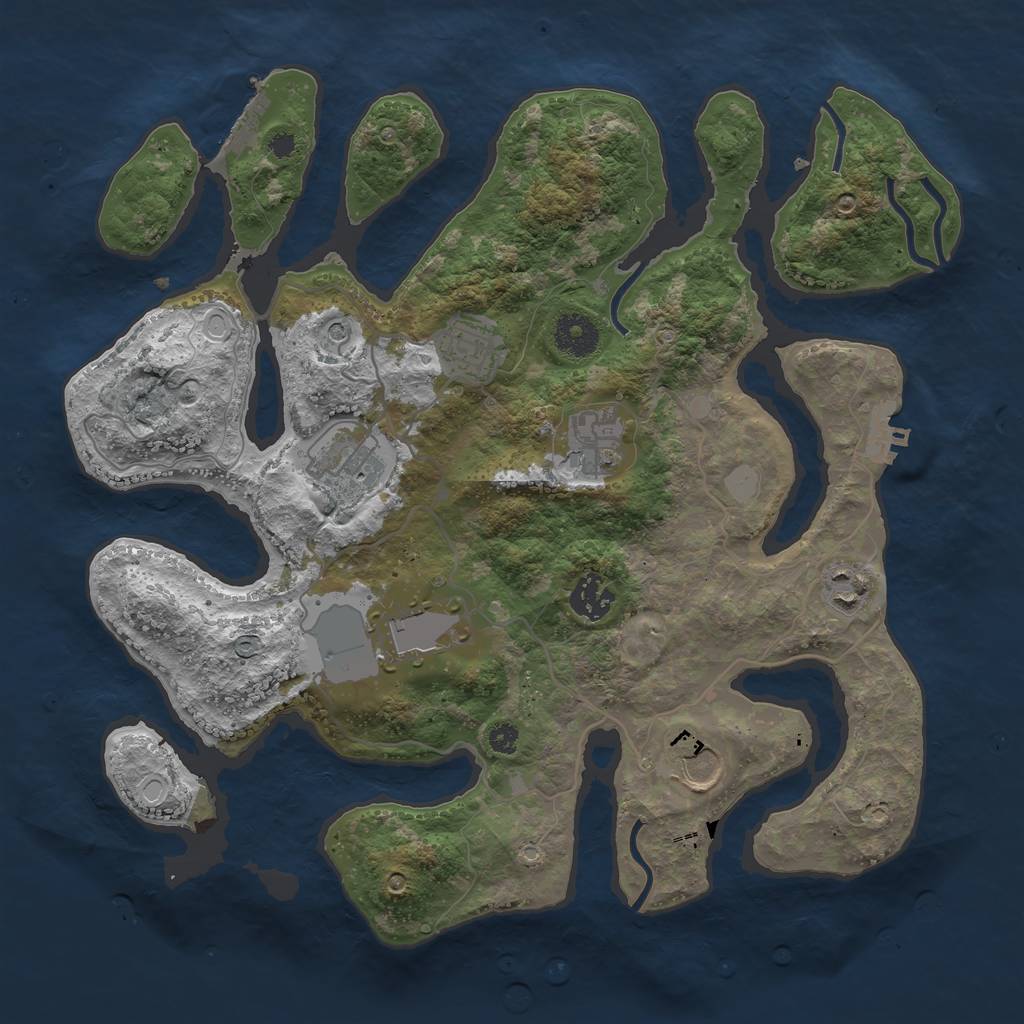 Rust Map: Procedural Map, Size: 3500, Seed: 636936001, 15 Monuments