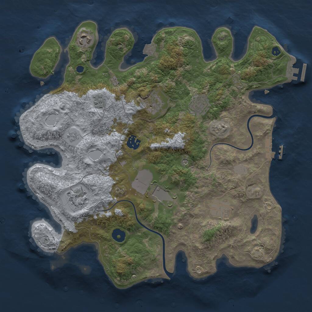 Rust Map: Procedural Map, Size: 3500, Seed: 636936001, 14 Monuments