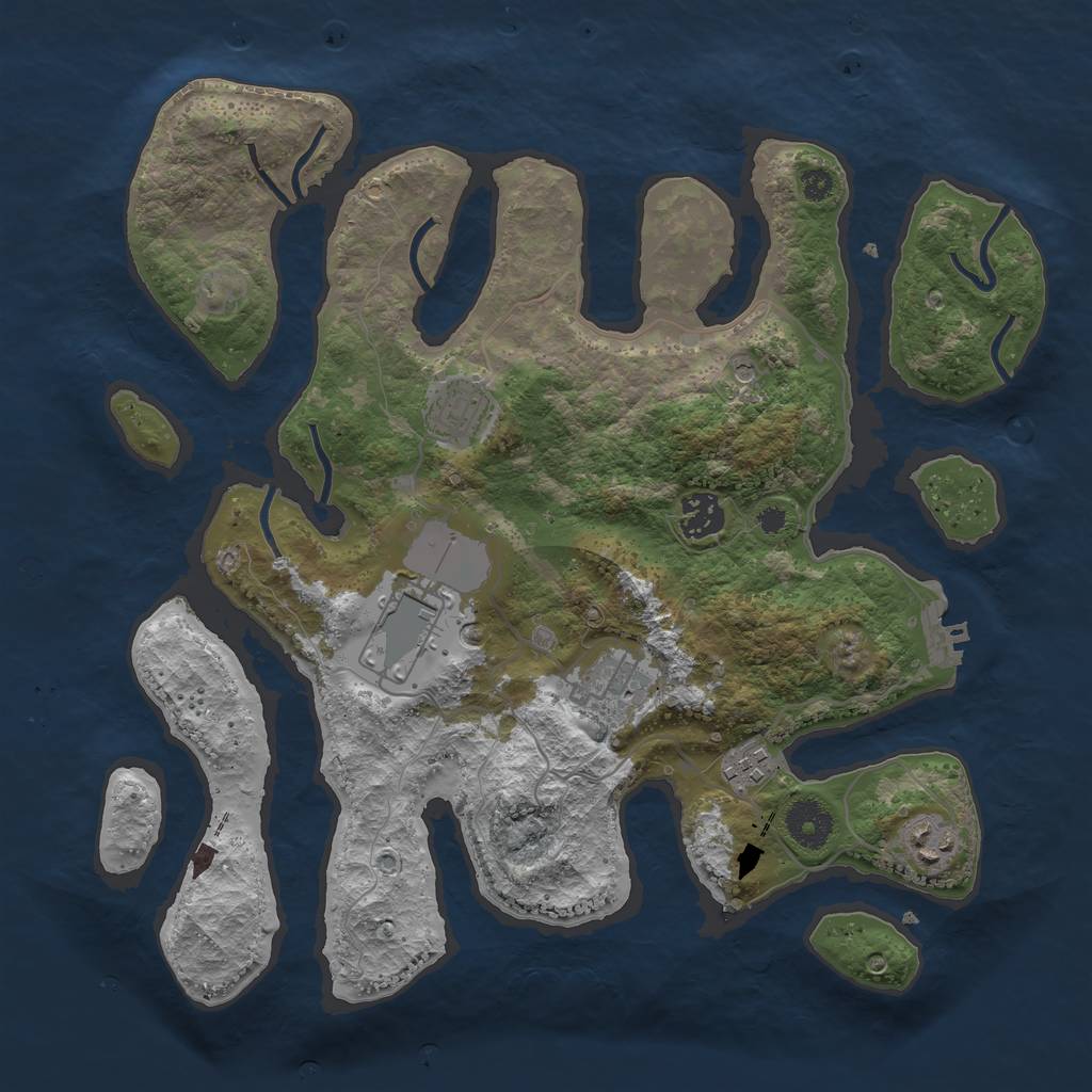 Rust Map: Procedural Map, Size: 3500, Seed: 43587, 10 Monuments