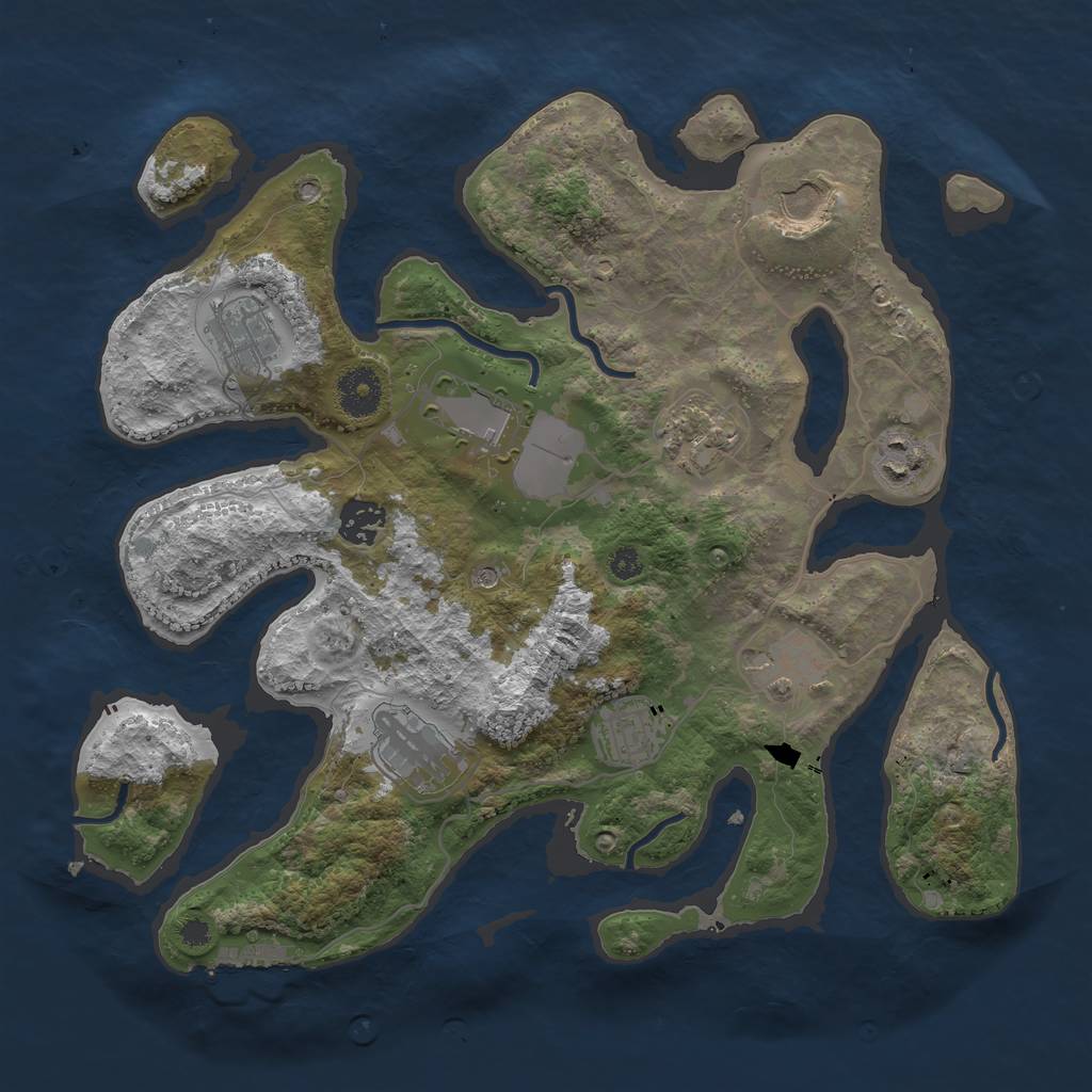 Rust Map: Procedural Map, Size: 3500, Seed: 726874851, 13 Monuments