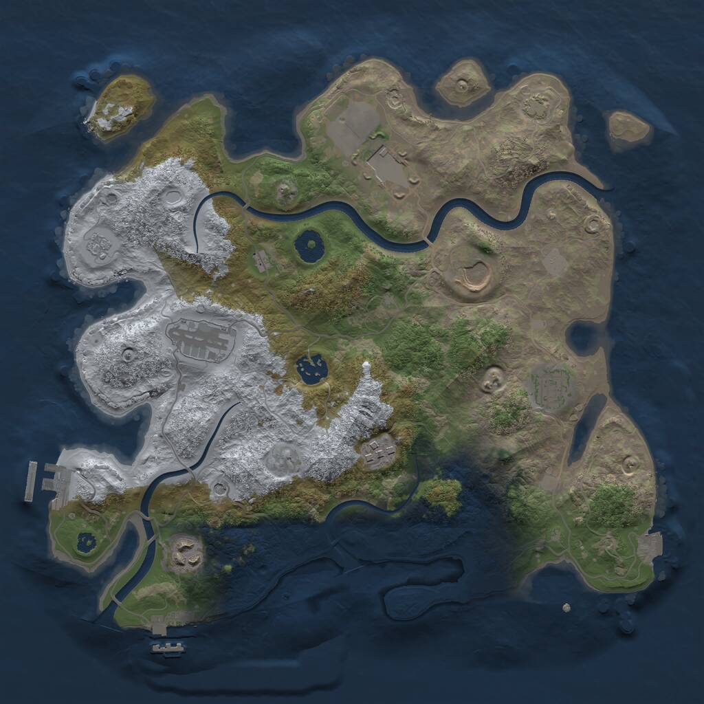 Rust Map: Procedural Map, Size: 3500, Seed: 726874851, 13 Monuments
