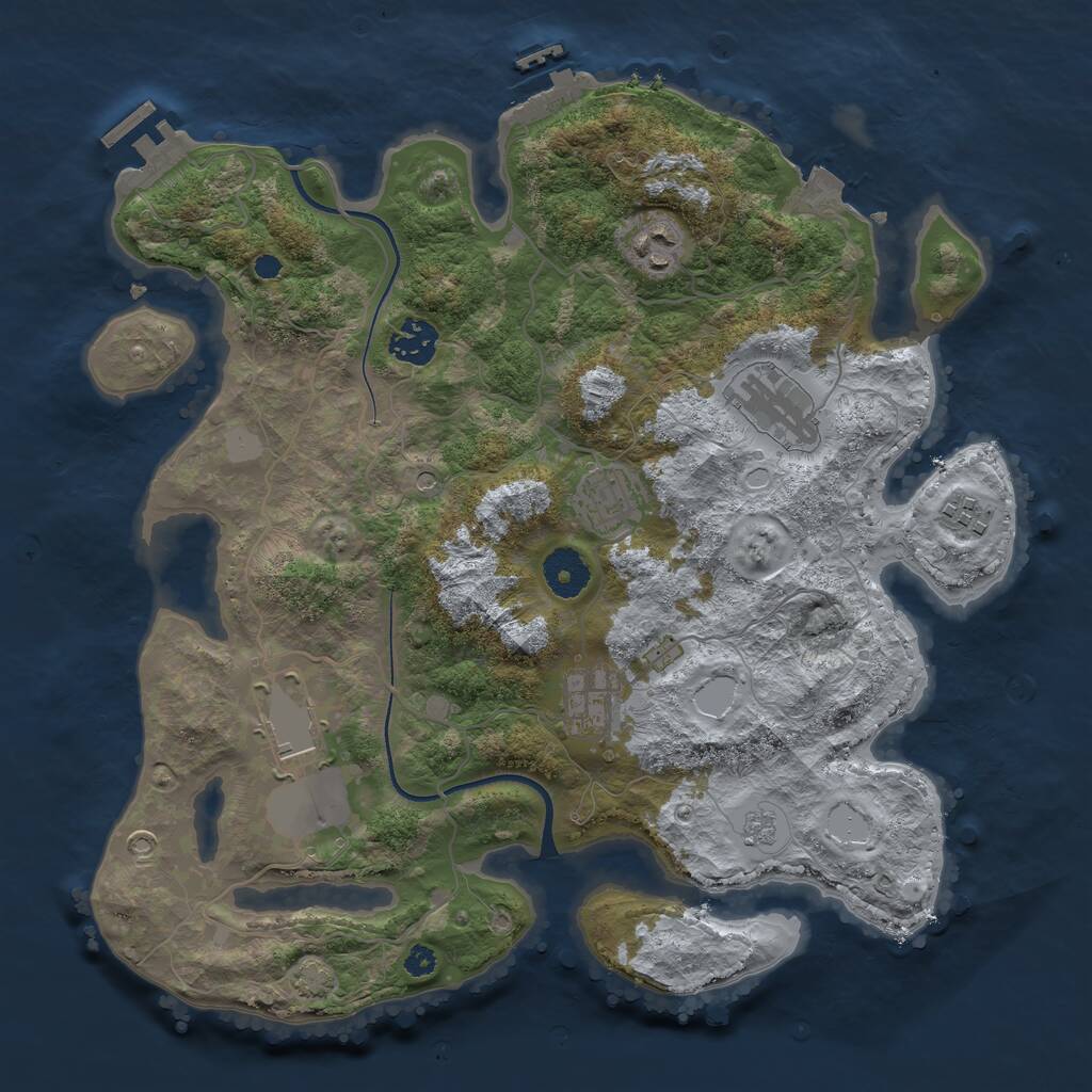 Rust Map: Procedural Map, Size: 3500, Seed: 987654322, 13 Monuments