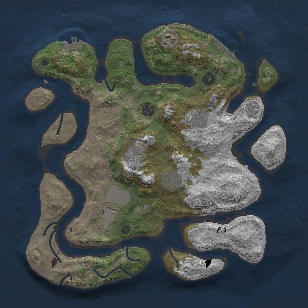 Rust Map: Procedural Map, Size: 3500, Seed: 987654322, 12 Monuments