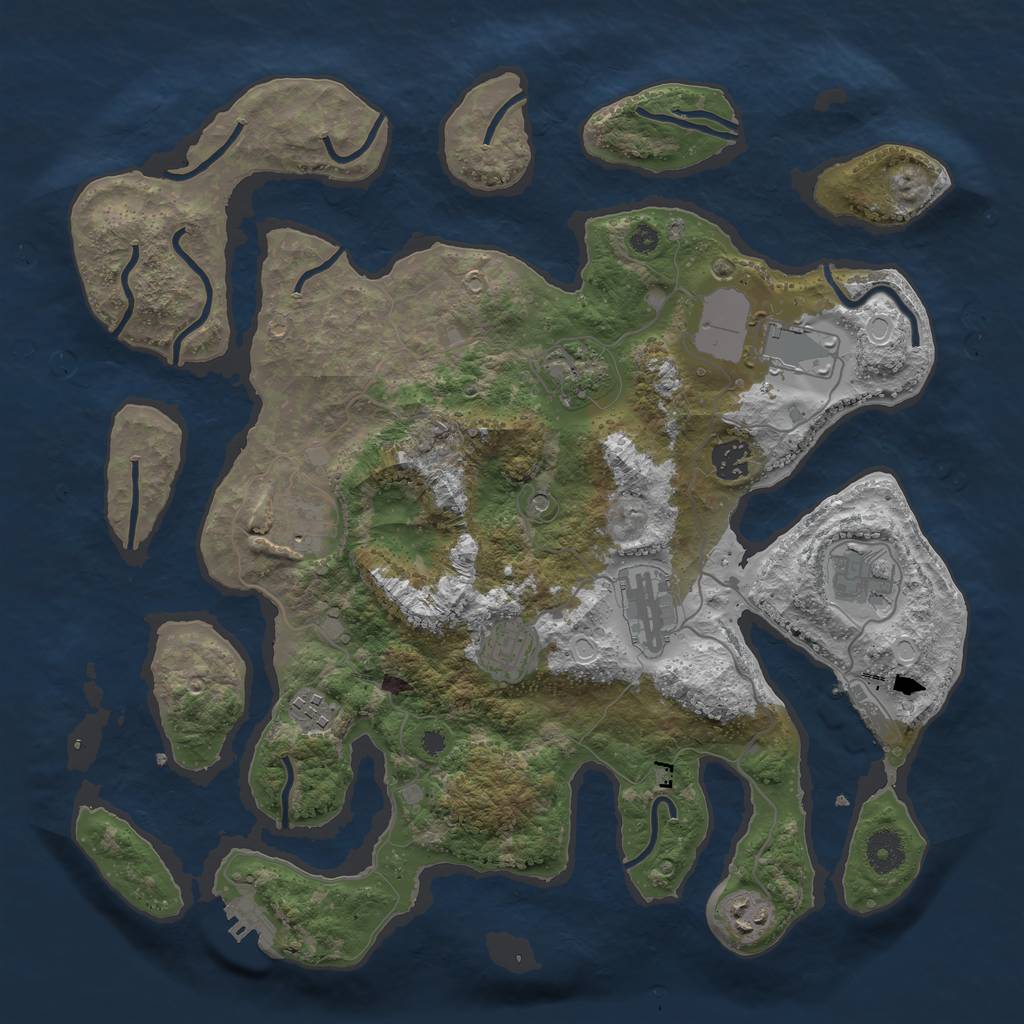 Rust Map: Procedural Map, Size: 3800, Seed: 12288875, 17 Monuments