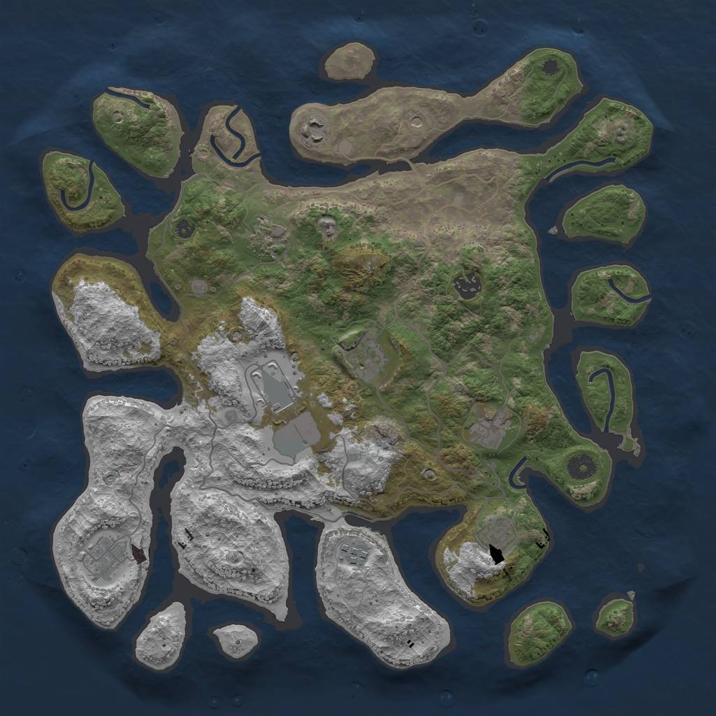 Rust Map: Procedural Map, Size: 4000, Seed: 484901905, 12 Monuments