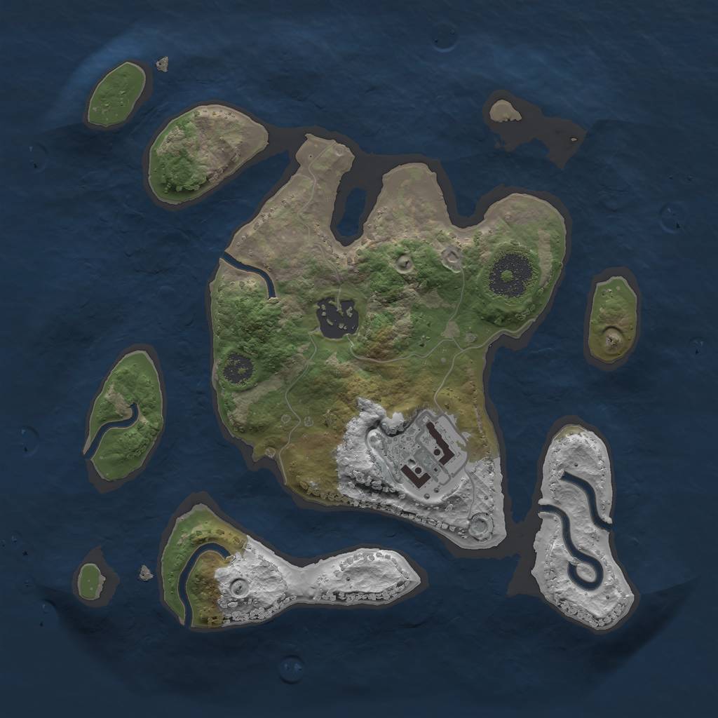 Rust Map: Procedural Map, Size: 2500, Seed: 1441611, 4 Monuments