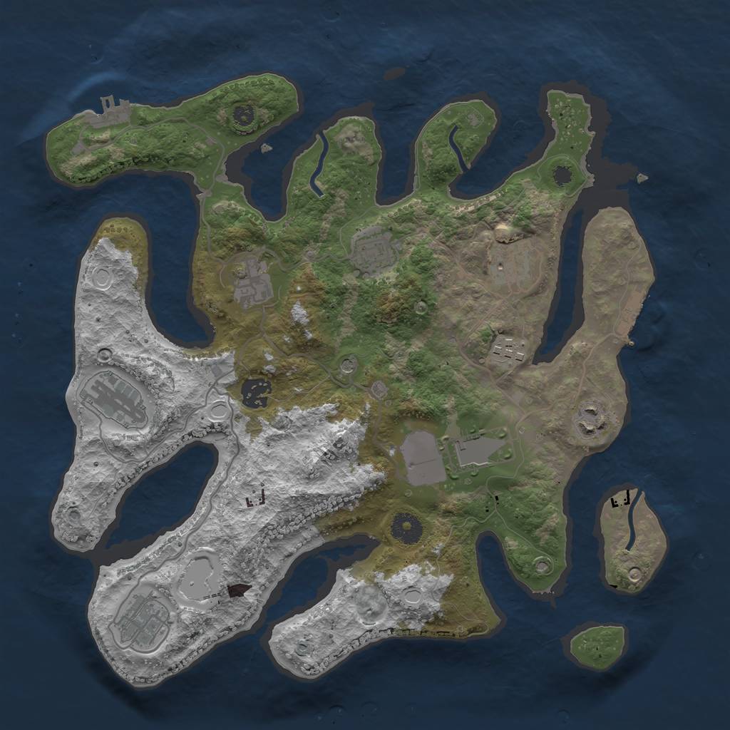 Rust Map: Procedural Map, Size: 3500, Seed: 228386129, 20 Monuments