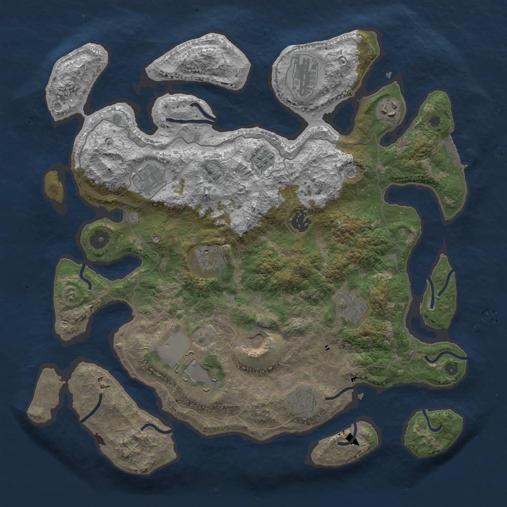 Rust Map: Procedural Map, Size: 4000, Seed: 41121, 14 Monuments