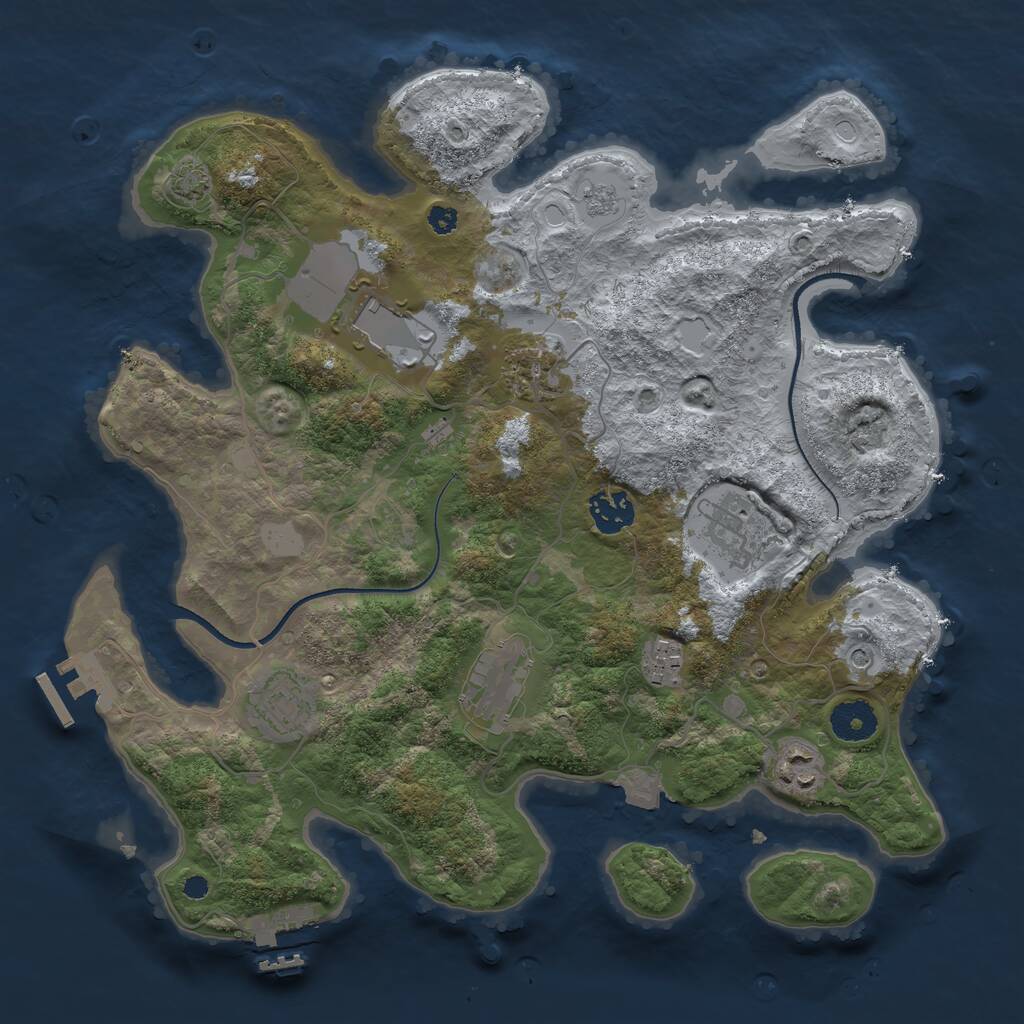 Rust Map: Procedural Map, Size: 3500, Seed: 6626, 14 Monuments