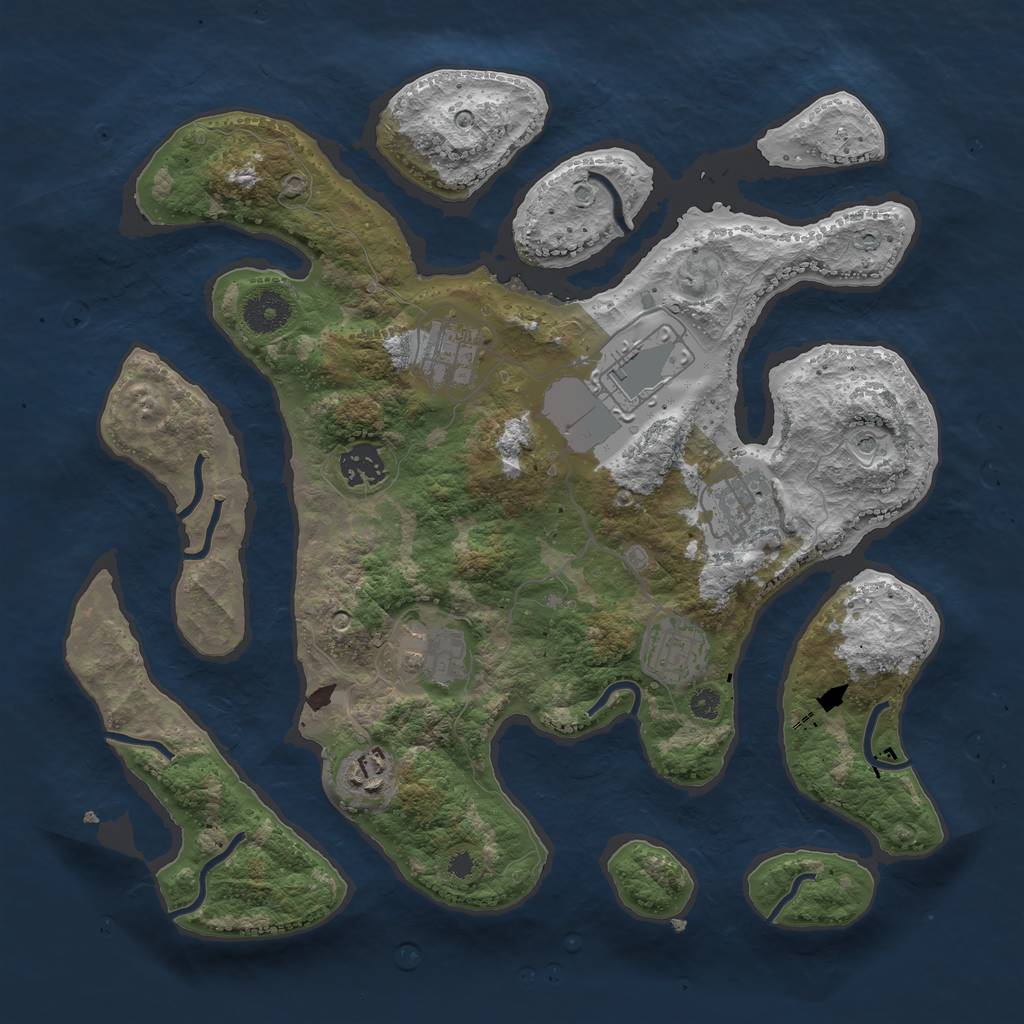 Rust Map: Procedural Map, Size: 3500, Seed: 6626, 10 Monuments