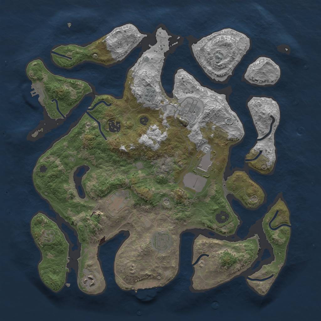 Rust Map: Procedural Map, Size: 3750, Seed: 121469455, 12 Monuments