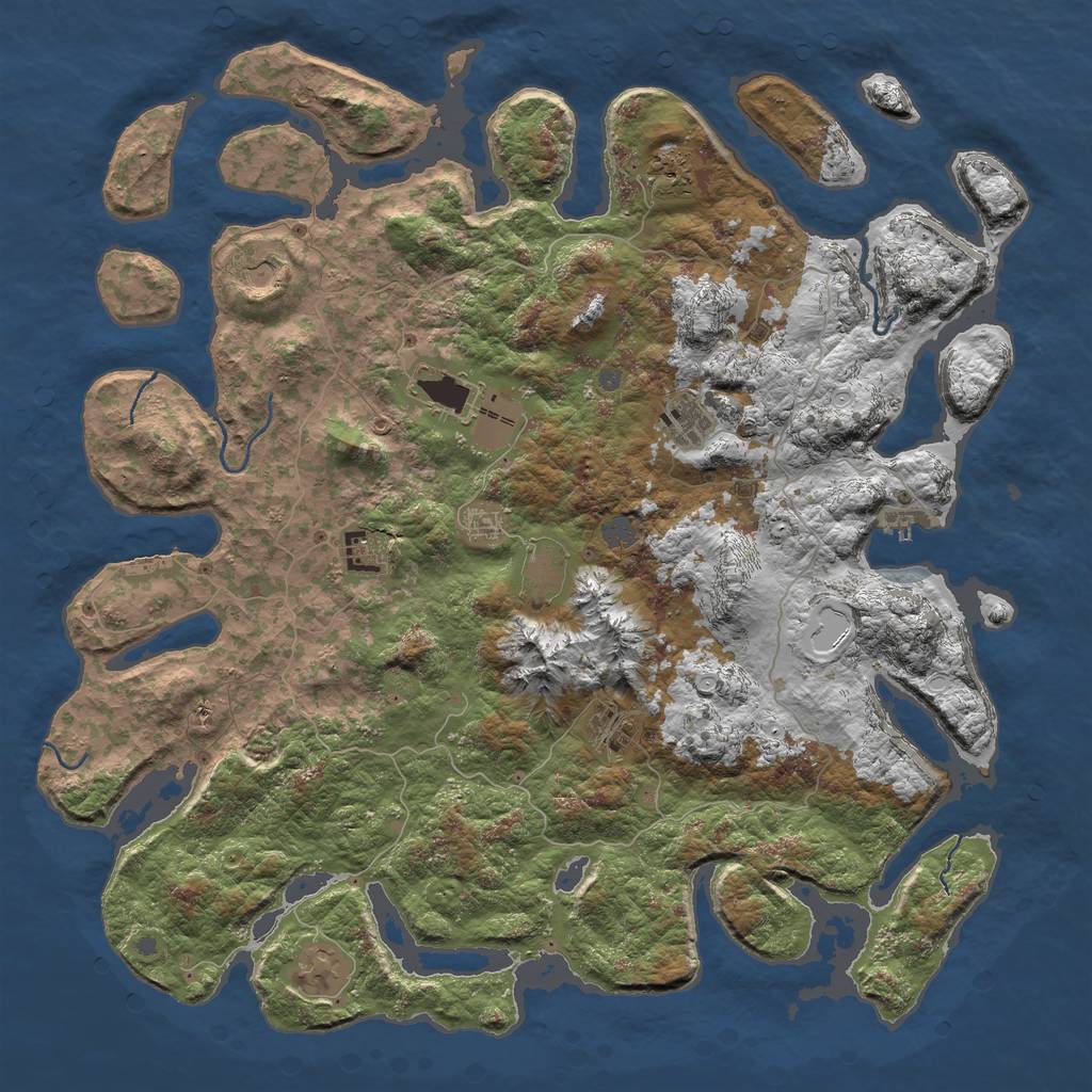 Rust Map: Procedural Map, Size: 5000, Seed: 19363663, 16 Monuments