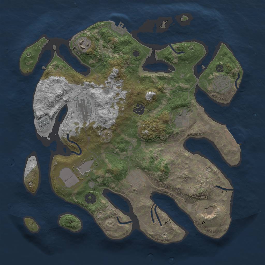 Rust Map: Procedural Map, Size: 3518, Seed: 2, 14 Monuments