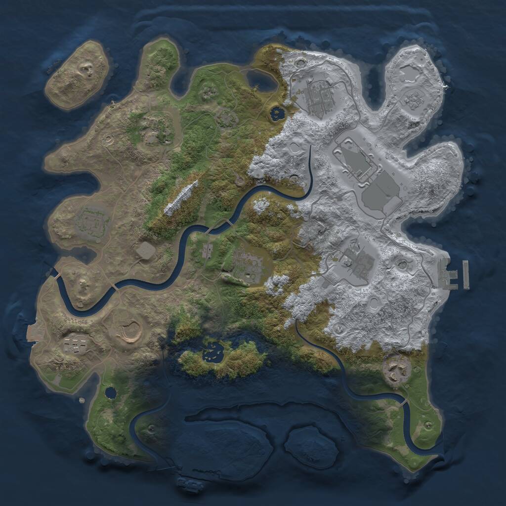Rust Map: Procedural Map, Size: 3500, Seed: 3242355, 16 Monuments