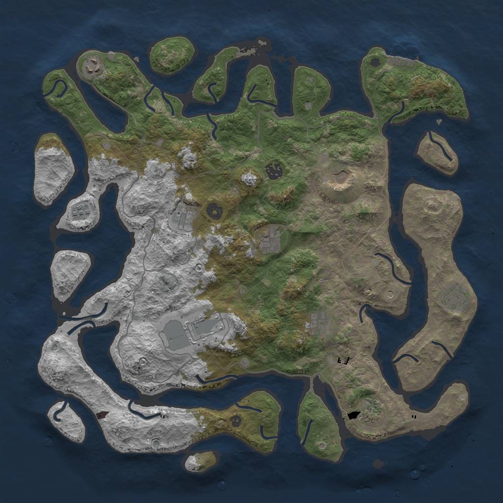 Rust Map: Procedural Map, Size: 4500, Seed: 88554490, 14 Monuments